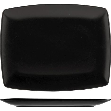 H&H Boston Set 6 Piatti Rettangolari, Stoneware, Nero, 25x15 cm
