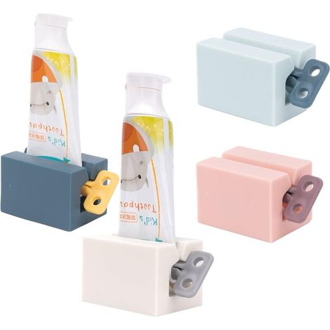 Lot de 4 presse-dentifrice, tube à rouler avec poignées dépolies, support de dentifrice, organisateur de salle de bain, économise le dentifrice et les crèmes (4 couleurs) (1/5)
