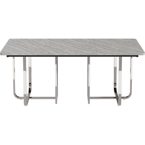 Table à manger rectangulaire grise 180x80x75 cm avec pieds en métal pour 6 personnes (1/5)