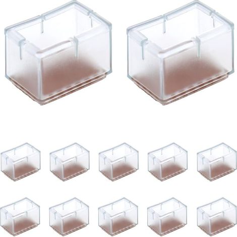 12 protectores rectangulares de silicona para patas de sillas, mesas y sofás, ancho 24-30 mm x largo 39-47 mm (1/5)