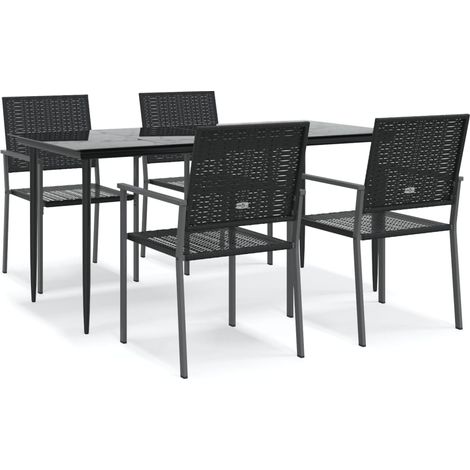 Maison Exclusive - 5-tlg. Garten-Essgruppe Poly Rattan und Stahl