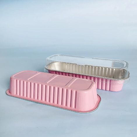 Lot de 50 moules à pâtisserie rectangulaires en aluminium avec couvercles (1/5)