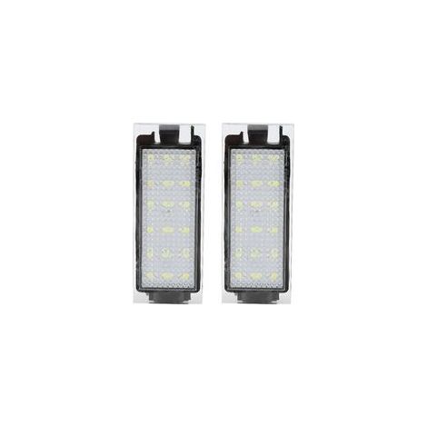Lampe de plaque d'immatriculation LED 2 pièces 18 perles lumineuses Puissance 3W Remplacement direct pour Twingo/Clio/Mégane/Laguna