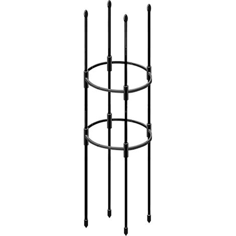 Tuteur Obelisk jardin - Treillis cylindrique modulable noir (H: 75-135 cm, diamètre 20 cm, 4 pieux, matériel durable) (1/5)