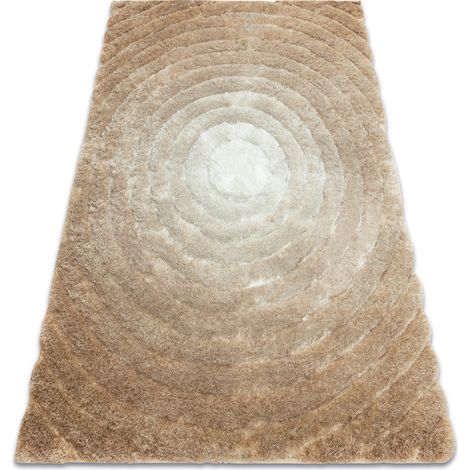 Tappeto moderno FLIM 008-B1 shaggy, cerchi - Structural beige beige 80x150 cm