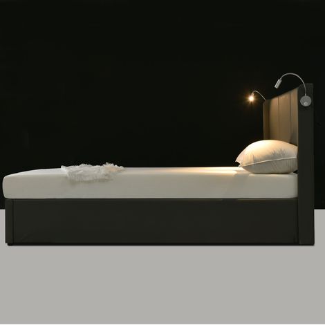 MEUBLIV Bett 140x200 cm PU Grau mit Stauraum, USB und Leselampe, ohne Matratze (1/5)