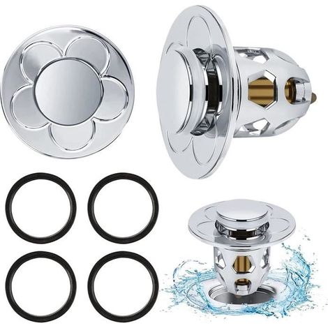 Bonde de Lavabo Universel Pop Up - Marque - Modèle - Clic-clac - Filtre Anti-Clogging - Blanc (1/4)
