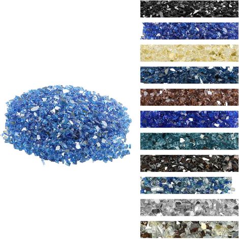 Verre de Feu pour Braséro, 4,5 kg, Pierres en Verre pour Foyer à Gaz, 6,35 mm, Sans Fumée, Réfléchissante, Pierres Décoratives Résistantes, pour Cheminée à Gaz, Intérieur, Extérieur, Bleu Cobalt (1/5)
