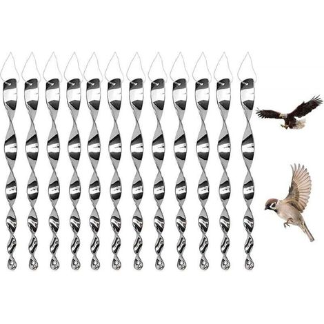 12 Pièces Répulsif Oiseaux Réfléchissants 360 Degrés Spirale Anti Oiseaux Protection Jardin Fenêtres (1/4)