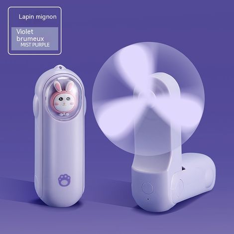 Ventilateur compact violet forme adorable, pliable USB, silencieux et efficace pour toutes occasions (1/4)