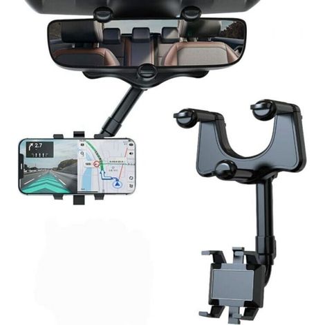 Support de téléphone de Voiture pour rétroviseur, Auto Support Téléphone Voiture Rotatif et Rétractable à 360° pour Tous Les Smartphones (1/4)