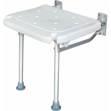 1 Banc de douche pliable, alliage d'aluminium, pieds antidérapants, fente pommeau, trous drainage, personnes âgées (1/5)