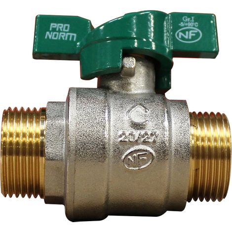 Vanne à sphère NF PN25 Passage Intégral ACS Papillon Vert M/M 3/4" (20/27) SOMATHERM (1/5)