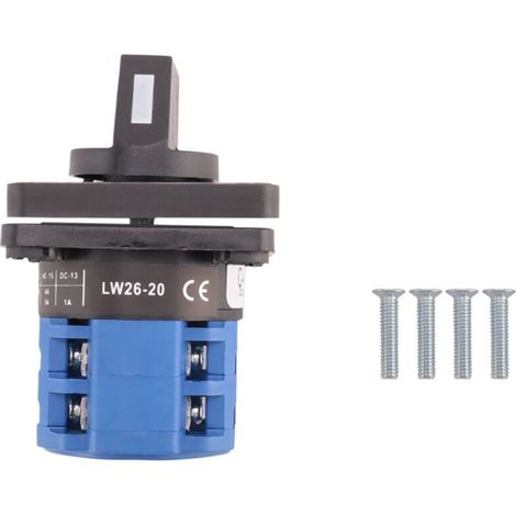 Interrupteur de changement cam rotatif controle master a 8 Bornes 5 Positions 20A Noir + Bleu (1/4)