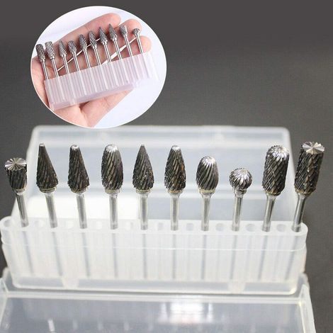 10er 2.35mm Schaft Wolfram Stahl Hartmetallfräser Für Bohrer Stabschleifer Frässtift Wolframcarabid Fräser Schaftfräser Hartmetall Bohrer Set