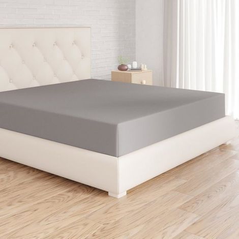 BelleRise - Basics Drap Housse, 180 x 200 x 30 cm, en Polyester Microfibre pour Matelas Épais jusqu'à 30 cm, Gris Foncé (1/4)