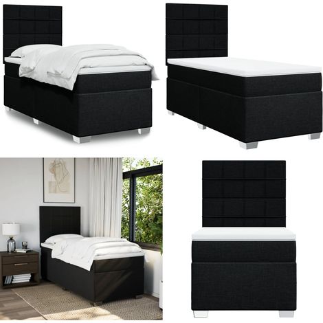 Boxspringbett mit Matratze Schwarz 100x200 cm Stoff - Boxspringbett - Doppelbett - Schlafsystem - Bettsofa - Bettenrahmen - Home & Living (1/5)