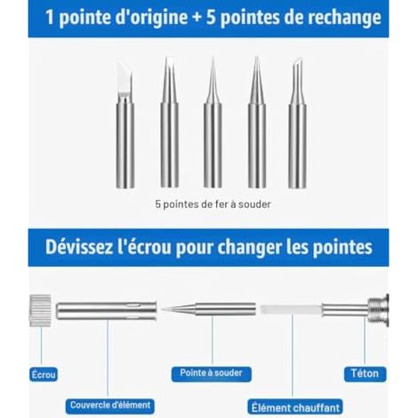 Fer à Souder 100W - Kit de Soudure Électrique de Précision - Température Réglable 180℃500℃ - 5 Pointes, Fil et Support Inclus (1/3)
