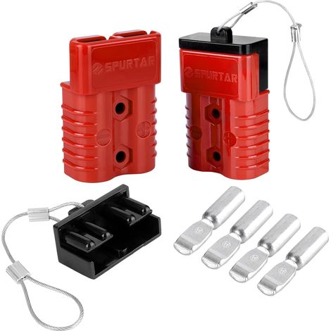 Batterie 175A Connecteur Batterie 2 Lot, à Connexion Rapide, Convient au Kit de Récupération de Câbles de Démarrage 1/0 AWG 12-36V pour Voiture, VTT, Moteurs, Treuil de Remorquage, Rouge (1/5)