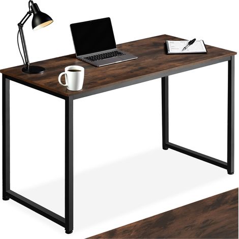 Bureau style industriel en panneau aggloméré bois foncé