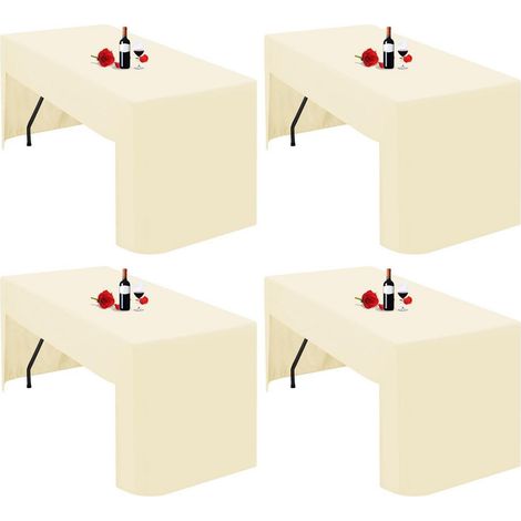 Lot de 4 nappes beige pour table pliante de 1,8 m, dos ouvert, lavable