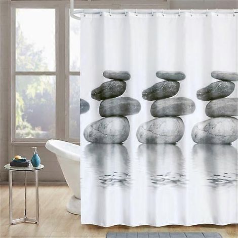 Rideau de douche 200 x 200 cm, textile gris anthracite, résistant aux moisissures (1/5)
