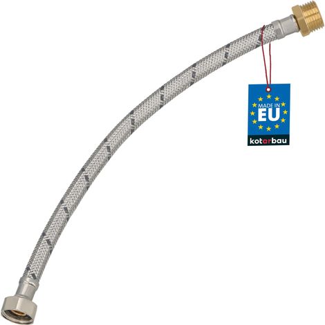 KOTARBAU® Flexible Robinet 1/2" x 1/2" - Flexible Eau - Tuyau Robinet 40 cm - Mâle x Femelle - Rallonge Robinet Cuisine Flexible - Acier Inoxydable - Tuyau Flexible Plomberie (1/4)