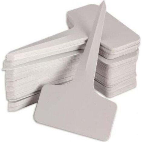 100 Étiquettes de Jardin en Plastique Blanc pour Plantes, Forme T, Dimensions 6 x 10 cm, Lot pour Pépinière et Culture de Semis (1/4)