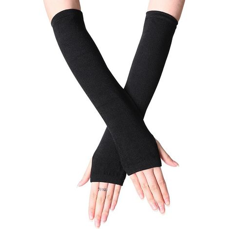Schlichte, fingerlose und lange Manschetten – Schwarz [30 cm] Einheitsgröße
