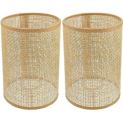 2 abat-jour en rotin, abat-jour pour lampe de table, abat-jour rétro, abat-jour E27E14 (1/5)