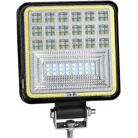 Barre lumineuse de travail LED 72 W 24 pouces, projecteur carré/rond, feux de jour pour voiture 4x4, SUV tout-terrain, quad, camion, excavatrice, blanc ambre, 1 x projecteur de travail 126 W (.124) (1/5)