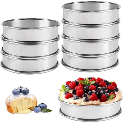 Cercles à pâtisserie 10 cm - Lot de 8 - Cercles à gâteaux en acier inoxydable 304 - Démoulage facile - Pour crêpes, œufs, muffins (1/5)