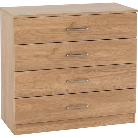 Dakota 4 Drawer Chest - L36 x W75 x H71 cm - Oak