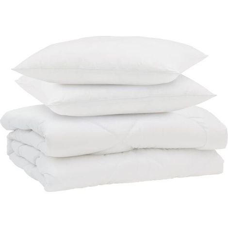 Ensemble couette et oreiller d'été en duvet, 3 pièces, microfibre blanche. (1/5)