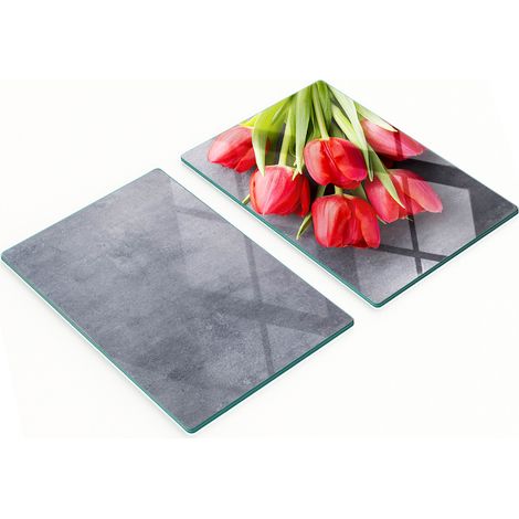 Pannelli decorativi multifunzionali in vetro con tulipani rossi, 2x40x52 cm (1/5)