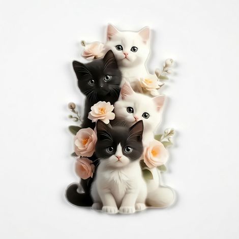 Colgante de acrílico cuatro gatitos para coche, 8 cm (1/5)