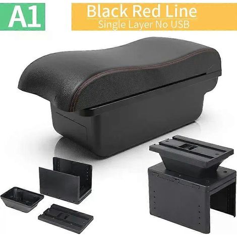 Application pour boîte d'accoudoir de voiture universelle, boîte de rangement multifonctionnelle pour console centrale de voiture modifiée, double couche de rangement USB (1/5)