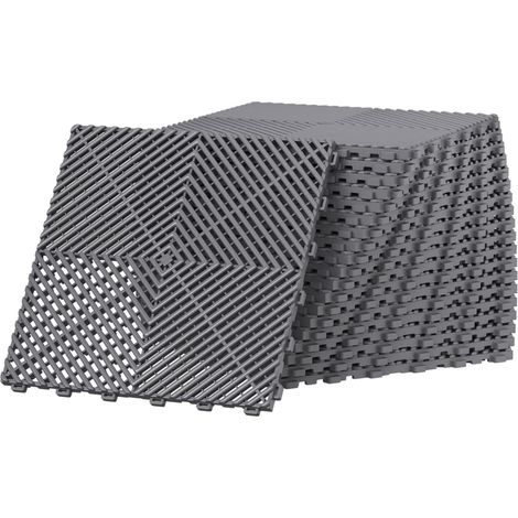 Lot de 20 dalles de sol en polypropylène 40 x 40 cm - Tapis de sol de garage emboîtables - Tapis de drainage pour garage, intérieur extérieur, piscine, capacité de charge : 3200 kg (3,2 m²) (1/5)