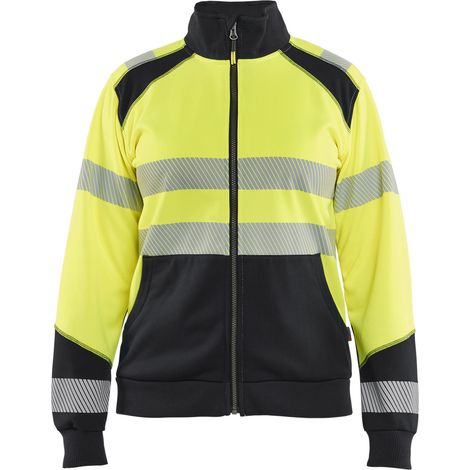 Sweat de travail zippé haute visibilité femme 3508 - Jaune/Noir XL