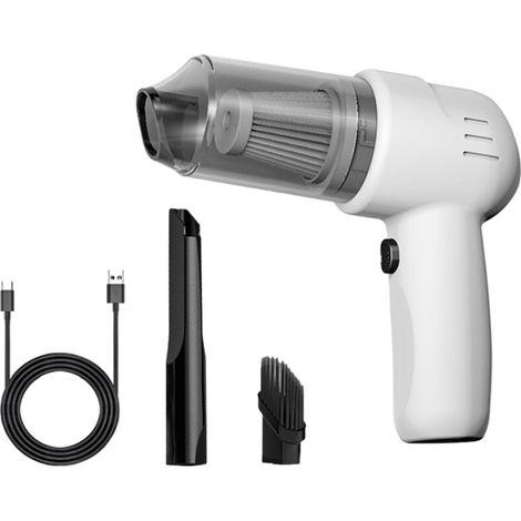 Aspiradora Shred, aspiradora portátil con potente motor de 100 W y 9000 Pa, kit de limpieza de aspiradora de mano inalámbrica para coche/hogar/oficina, blanca (1/5)