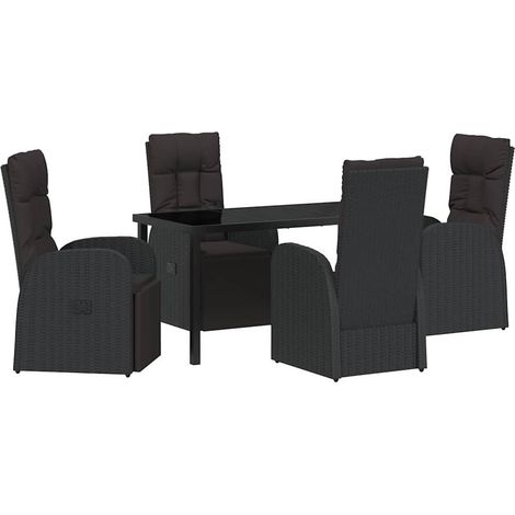 Maison Exclusive - Conjunto de Comedor de Jardín 5 pcs Negro ratá (1/5)