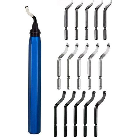 Outil d'ébavurage manuel, ébavureur avec 10 lames de rechange BS1010, stylo d'ébavurage, ébavureur rotatif à 360° pour impression 3D, plastique, aluminium, cuivre, PVC, acier (1/4)