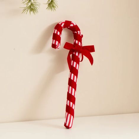 Kerstornament zuurstok met rood-wit ruitpatroon – 38 cm (1/4)