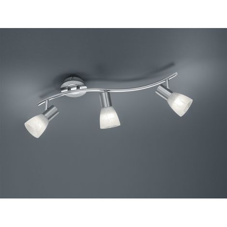 LED Deckenstrahler LEVISTO 3-flammig Silber Glasschirme schwenkbar, Breite 55cm