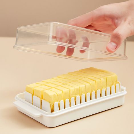 Butterdose mit transparentem Deckel, multifunktionaler Aufbewahrungsbehälter für den Kühlschrank, weiß (1/5)