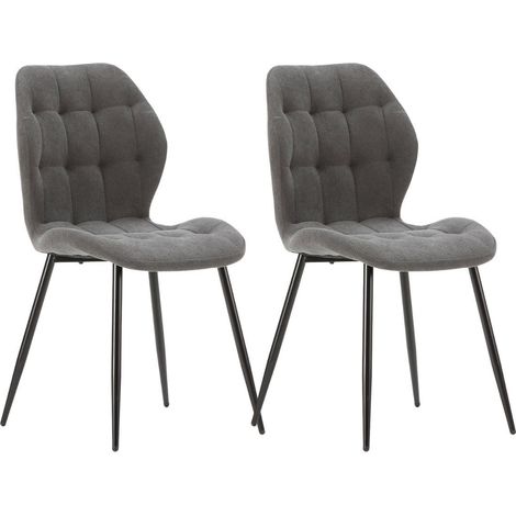 Lot de 2 chaises en tissu polyester maillé gris anthracite et pieds en métal laqué noir - NALCY (1/5)