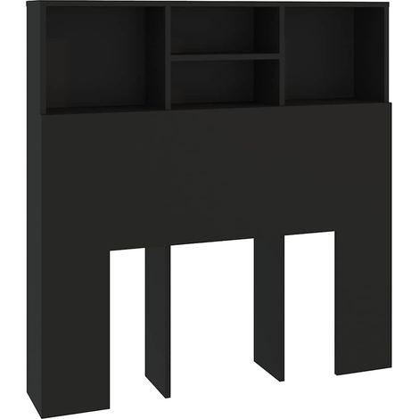 vidaXL Testiera con Contenitore Nero 100x19x103,5 cm