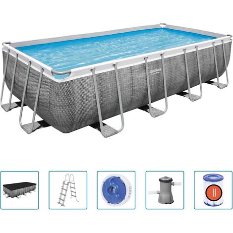 Maison Exclusive - Power Steel Set Piscina Rettangolare 488x244x122 cm