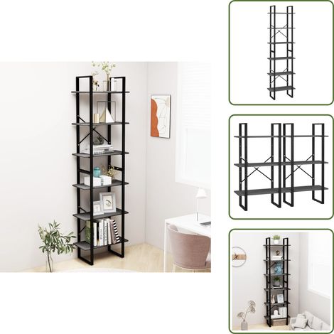 Lagerregal Grau 60x30x210 cm Holzwerkstoff - Regal - Holzregal - Metallregal - Wohnwandregal - Lagerschrank