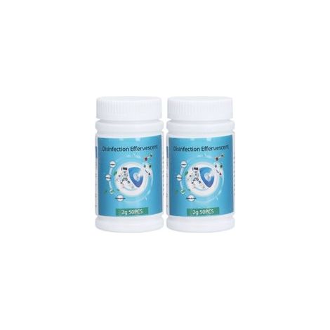 2 flacons de comprimés effervescents chlorés multifonctionnels pour purifier l'eau du bain et de la piscine. (1/5)